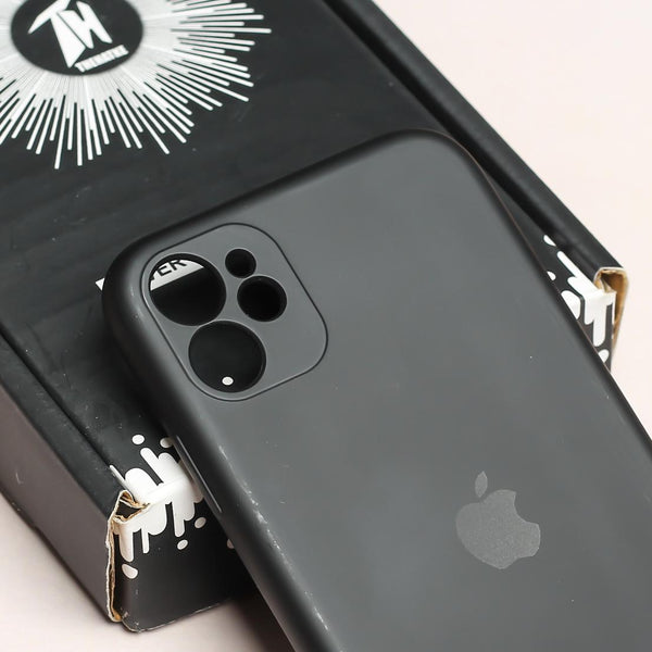 Black Original Camera Safe Silicone case for Apple iphone 12 - The Hatke