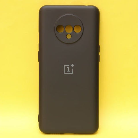 Black Original Camera Safe Silicone case for Oneplus 7T - The Hatke