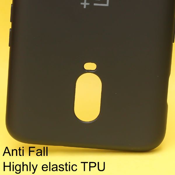 Black Original Camera Safe Silicone case for Oneplus 7 - The Hatke