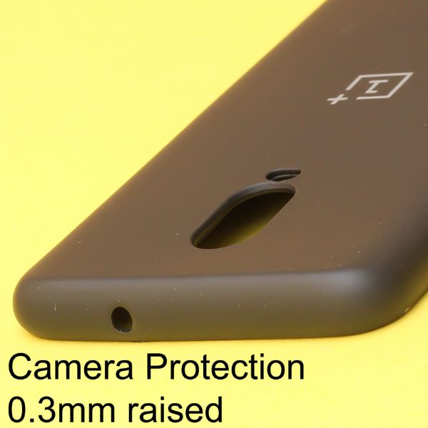 Black Original Camera Safe Silicone case for Oneplus 7 - The Hatke