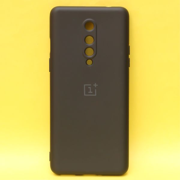 Black Original Camera Safe Silicone case for Oneplus 8 - The Hatke