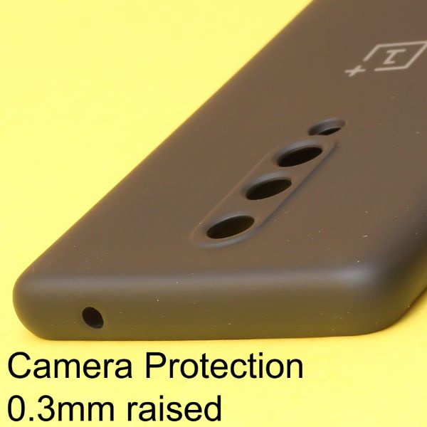 Black Original Camera Safe Silicone case for Oneplus 8 - The Hatke