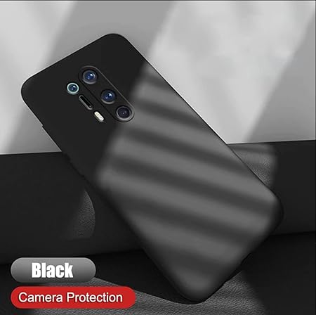 Black Original Camera Safe Silicone case for Oneplus 8 Pro - The Hatke