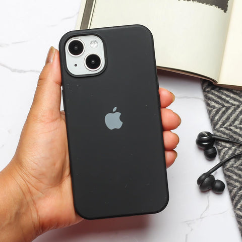 Black Original Silicone case for Apple iphone 13 - The Hatke