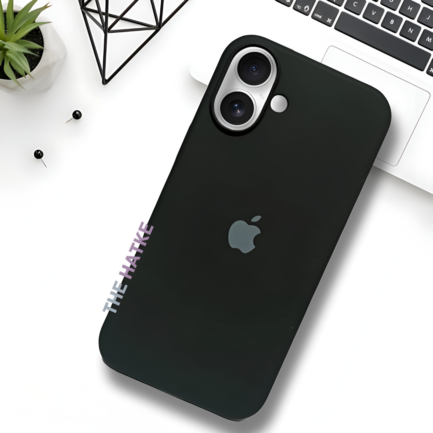 Black Original Silicone case for Apple iphone 16 - The Hatke