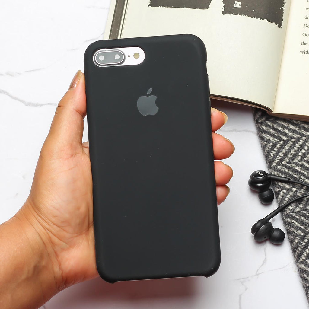 Black Original Silicone case for Apple iphone 8 Plus – The Hatke