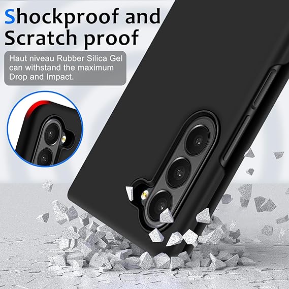 Black Original Silicone case for Samsung Z Fold 5 5G - The Hatke