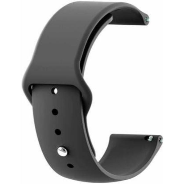 Black Plain Silicone Strap For Smart Watch (20mm) - The Hatke