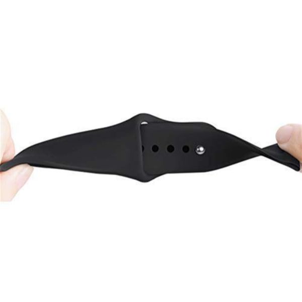 Black Plain Silicone Strap For Smart Watch (20mm) - The Hatke