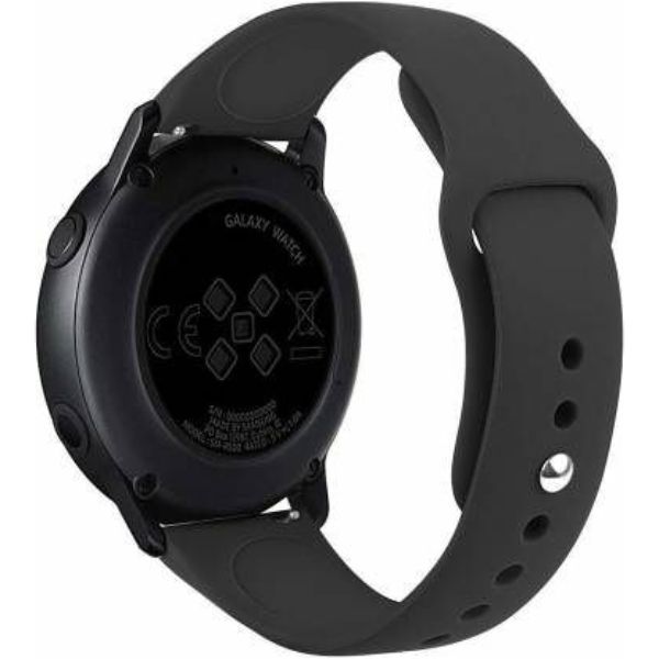 Black Plain Silicone Strap For Smart Watch (20mm) - The Hatke