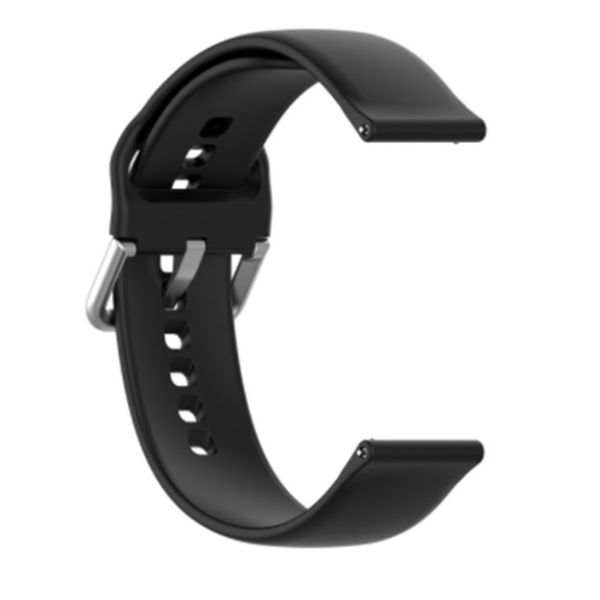 Black Plain Silicone Strap With Stainless steel Buckle For Smart Watch (20mm) - The Hatke