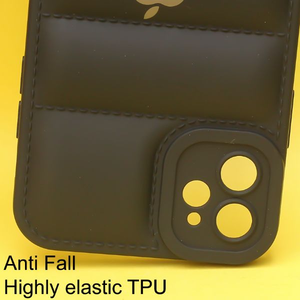 Black Puffon silicone case for Apple iPhone 12 - The Hatke
