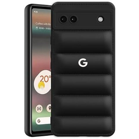 Black Puffon silicone case for Google Pixel 6A - The Hatke