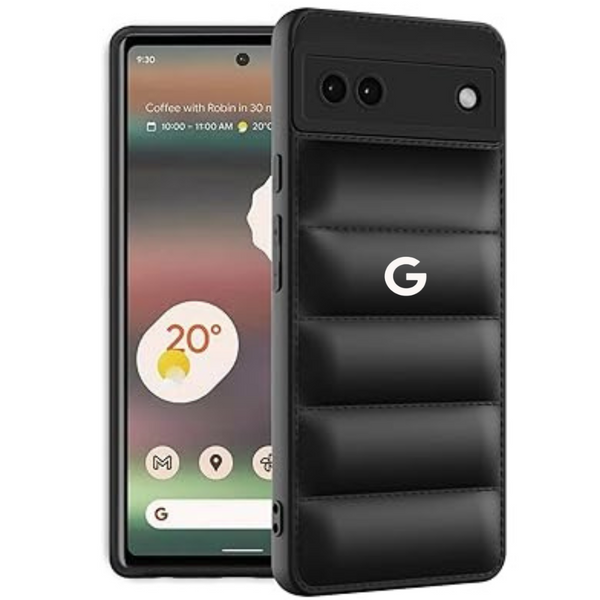 Black Puffon silicone case for Google Pixel 6A - The Hatke