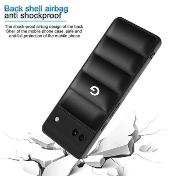 Black Puffon silicone case for Google Pixel 6A - The Hatke