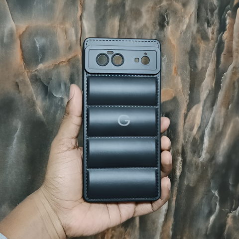 Black Puffon silicone case for Google Pixel 6 - The Hatke