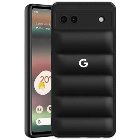 Black Puffon silicone case for Google Pixel 7A - The Hatke