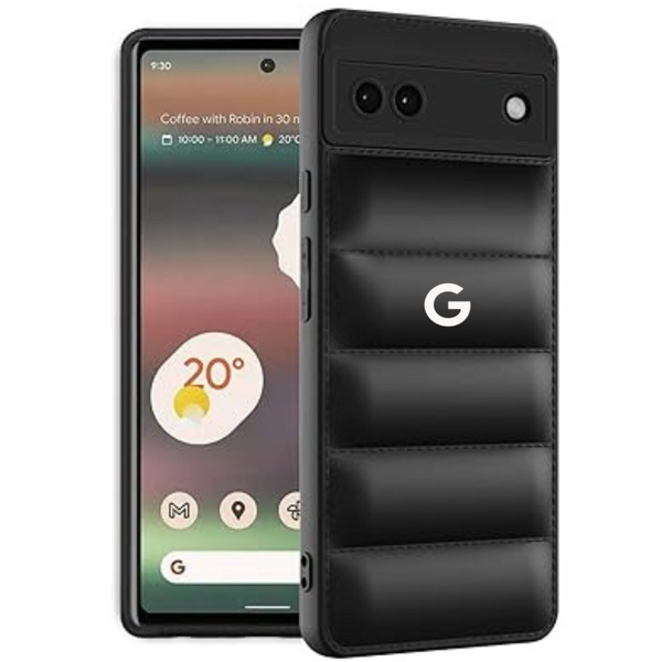 Black Puffon silicone case for Google Pixel 7A - The Hatke