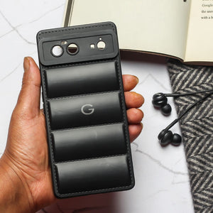 Black Puffon silicone case for Google Pixel 7 - The Hatke