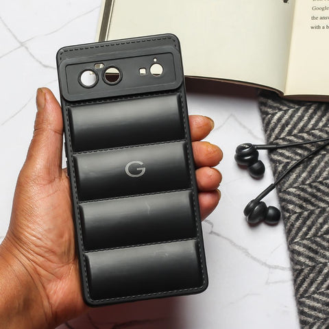 Black Puffon silicone case for Google Pixel 7 - The Hatke