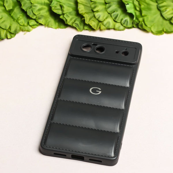 Black Puffon silicone case for Google Pixel 7 - The Hatke