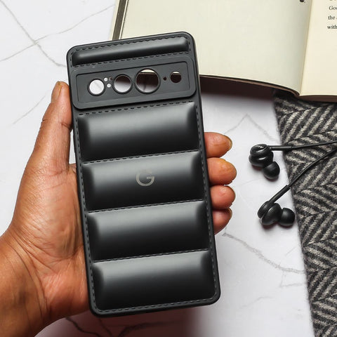 Black Puffon silicone case for Google Pixel 7 Pro - The Hatke