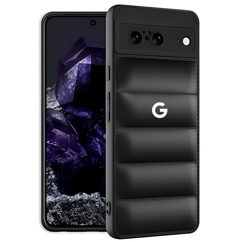 Black Puffon silicone case for Google Pixel 8 - The Hatke