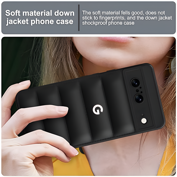 Black Puffon silicone case for Google Pixel 8 - The Hatke