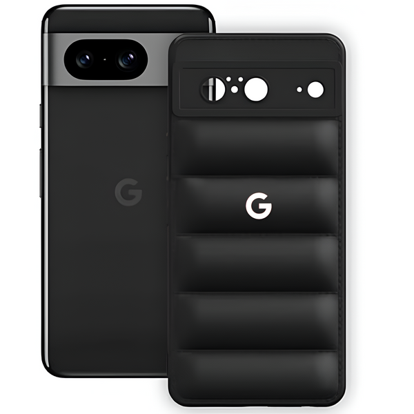 Black Puffon silicone case for Google Pixel 8 - The Hatke