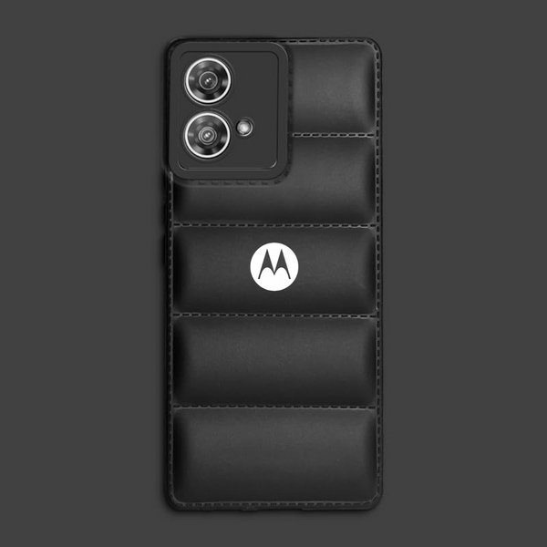 Black Puffon silicone case for Motorola Edge 40 Neo - The Hatke