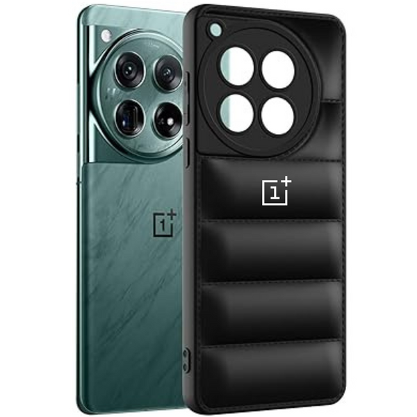 Black Puffon silicone case for Oneplus 12R - The Hatke