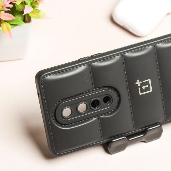 Black Puffon silicone case for Oneplus 8 - The Hatke