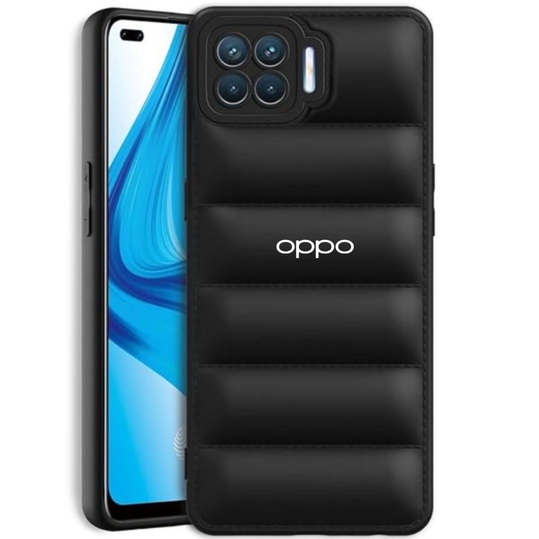 Black Puffon silicone case for Oppo F17 - The Hatke