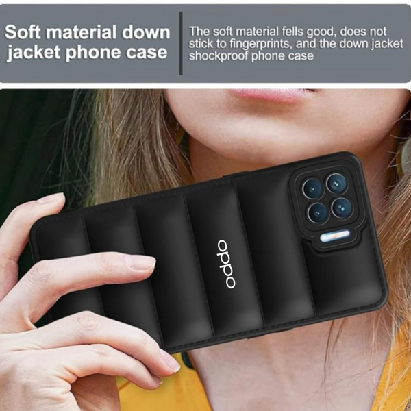 Black Puffon silicone case for Oppo F17 Pro - The Hatke