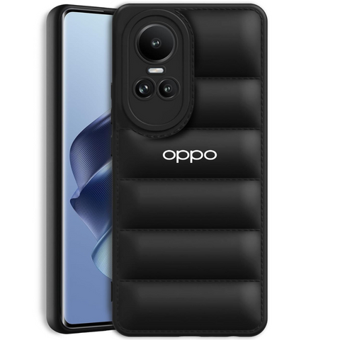 Black Puffon silicone case for Oppo Reno 10 - The Hatke