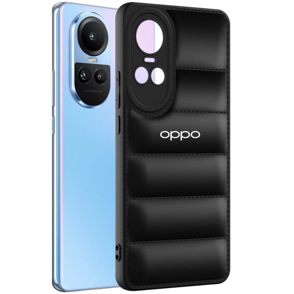 Black Puffon silicone case for Oppo Reno 10 Pro 5G - The Hatke