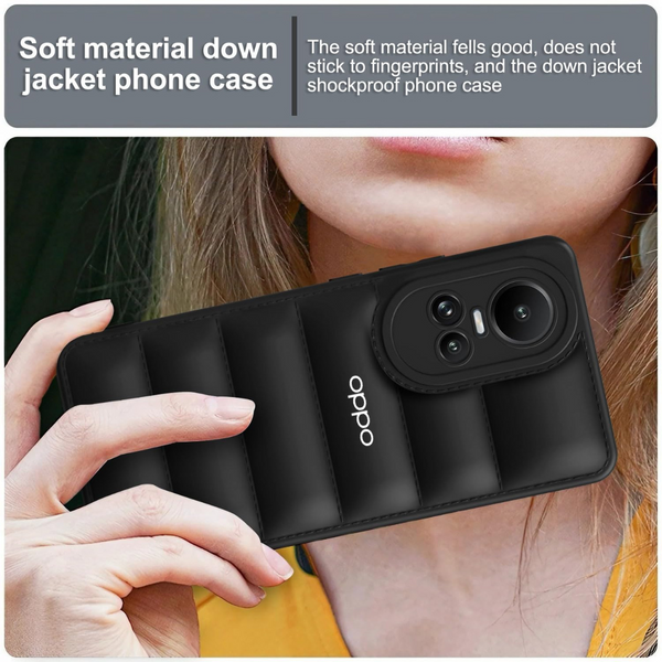 Black Puffon silicone case for Oppo Reno 10 Pro 5G - The Hatke