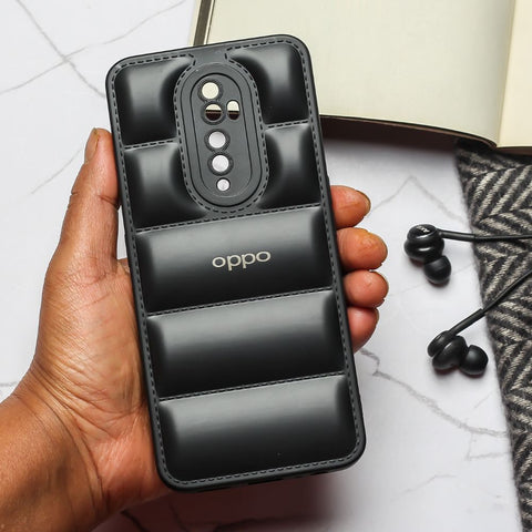 Black Puffon silicone case for Oppo Reno 2F - The Hatke