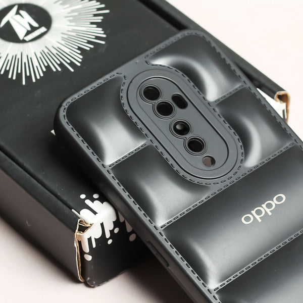 Black Puffon silicone case for Oppo Reno 2F - The Hatke
