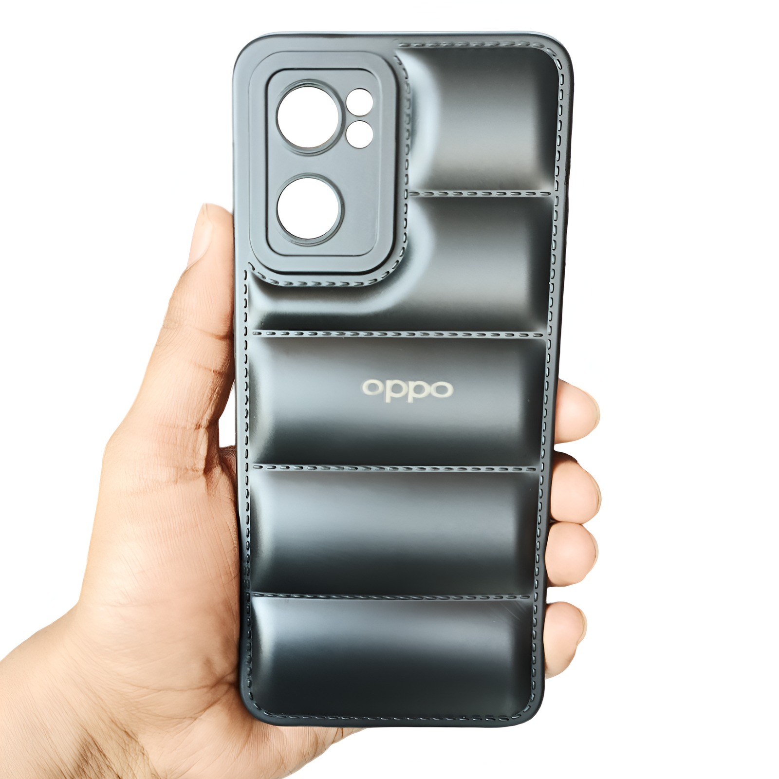 Black Puffon silicone case for Oppo Reno 7 - The Hatke