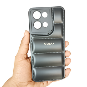 Black Puffon silicone case for Oppo Reno 8 - The Hatke