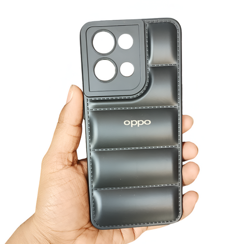 Black Puffon silicone case for Oppo Reno 8 - The Hatke