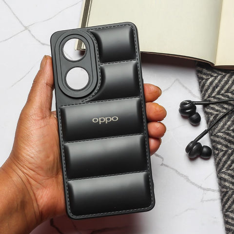 Black Puffon silicone case for Oppo Reno 8t - The Hatke