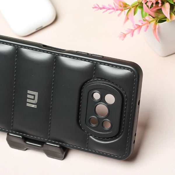 Black Puffon silicone case for Poco X3 - The Hatke