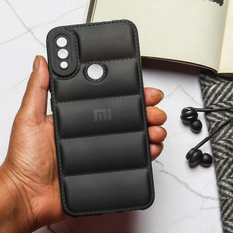 Black Puffon silicone case for Redmi Note 7 - The Hatke