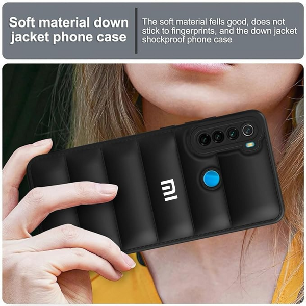 Black Puffon silicone case for Redmi Note 8 - The Hatke