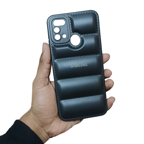 Black Puffon silicone case for Samsung M31 - The Hatke