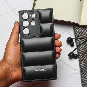 Black Puffon silicone case for Samsung S23 Ultra - The Hatke