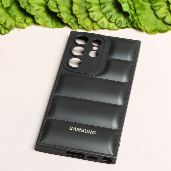 Black Puffon silicone case for Samsung S23 Ultra - The Hatke