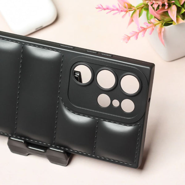 Black Puffon silicone case for Samsung S23 Ultra - The Hatke